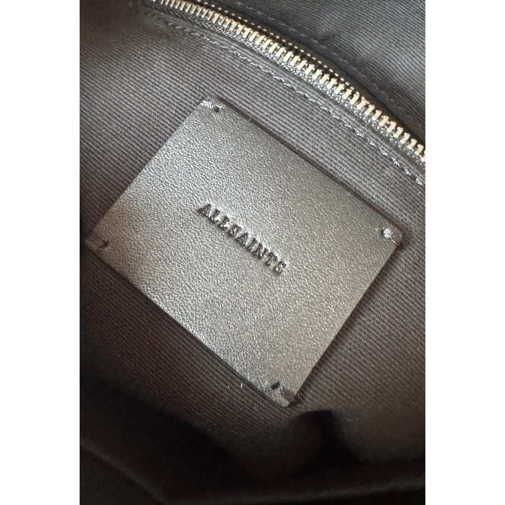 AllSaints Leather Suede Crossbody Bag Beige Tan Tassel Fringe Festival Boho Fall - Picture 8 of 14